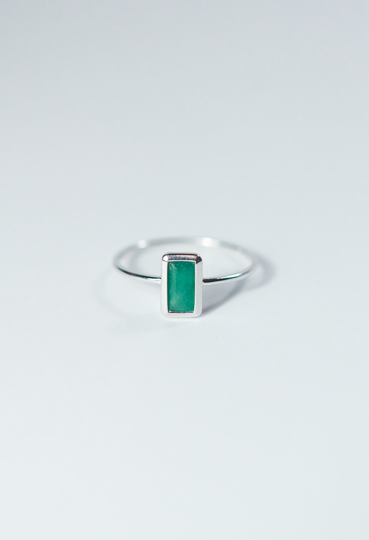 Emerald & White gold Skinny Ring