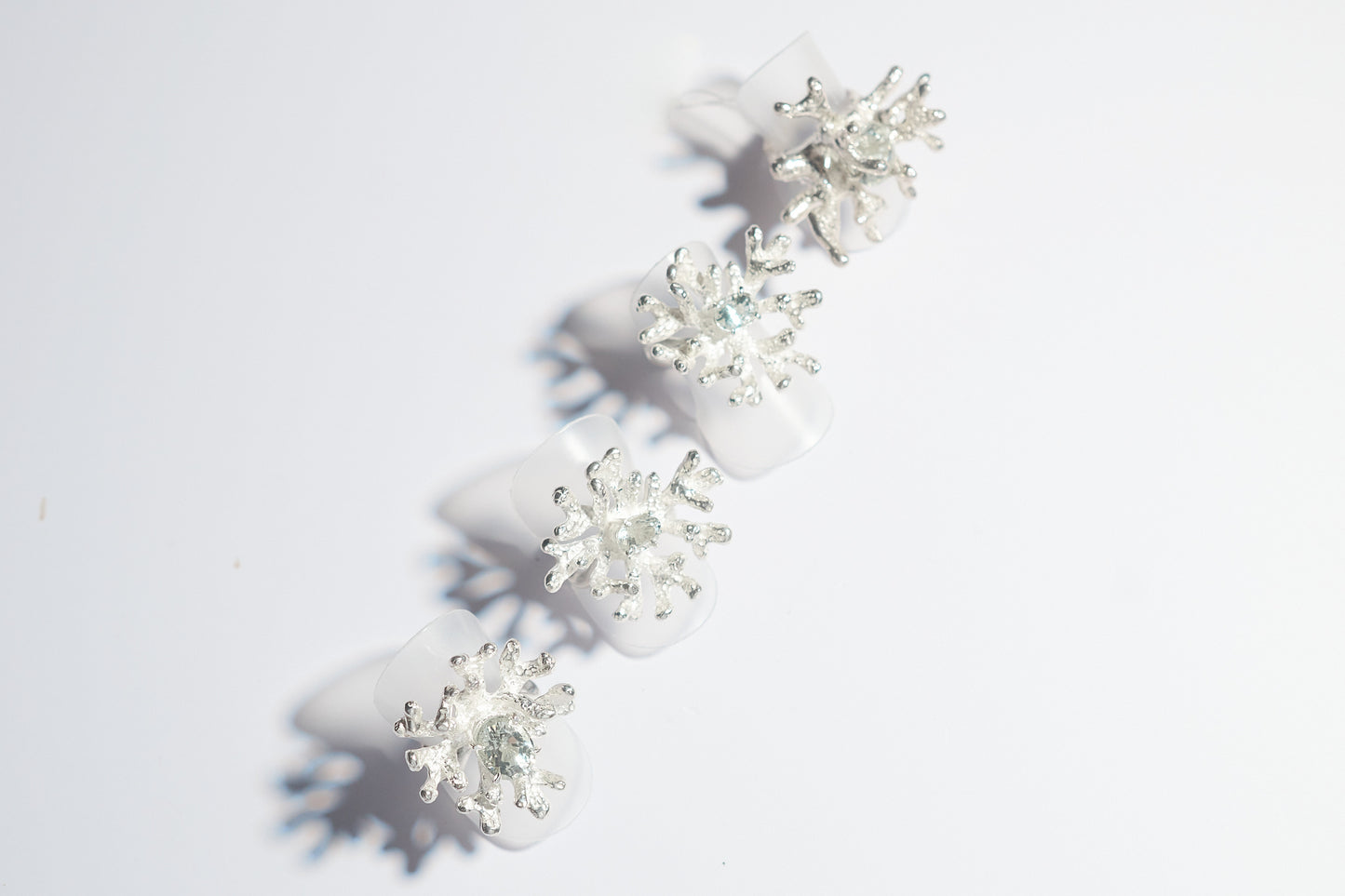 Silver Coral Ring 11x8mm Green Amethyst