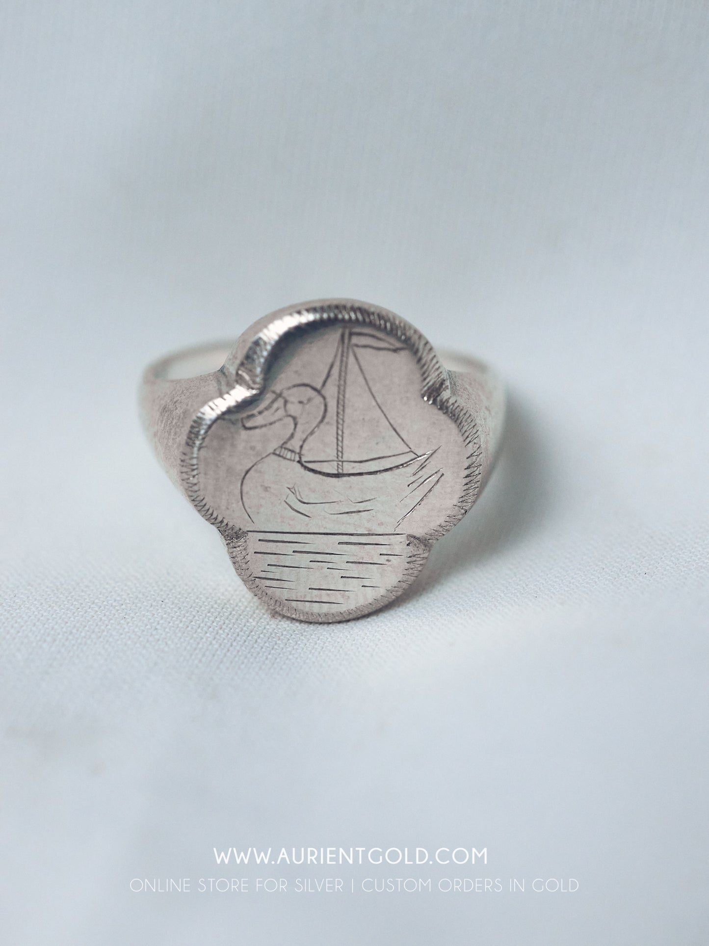 Cute Duck Engraved Signet Ring