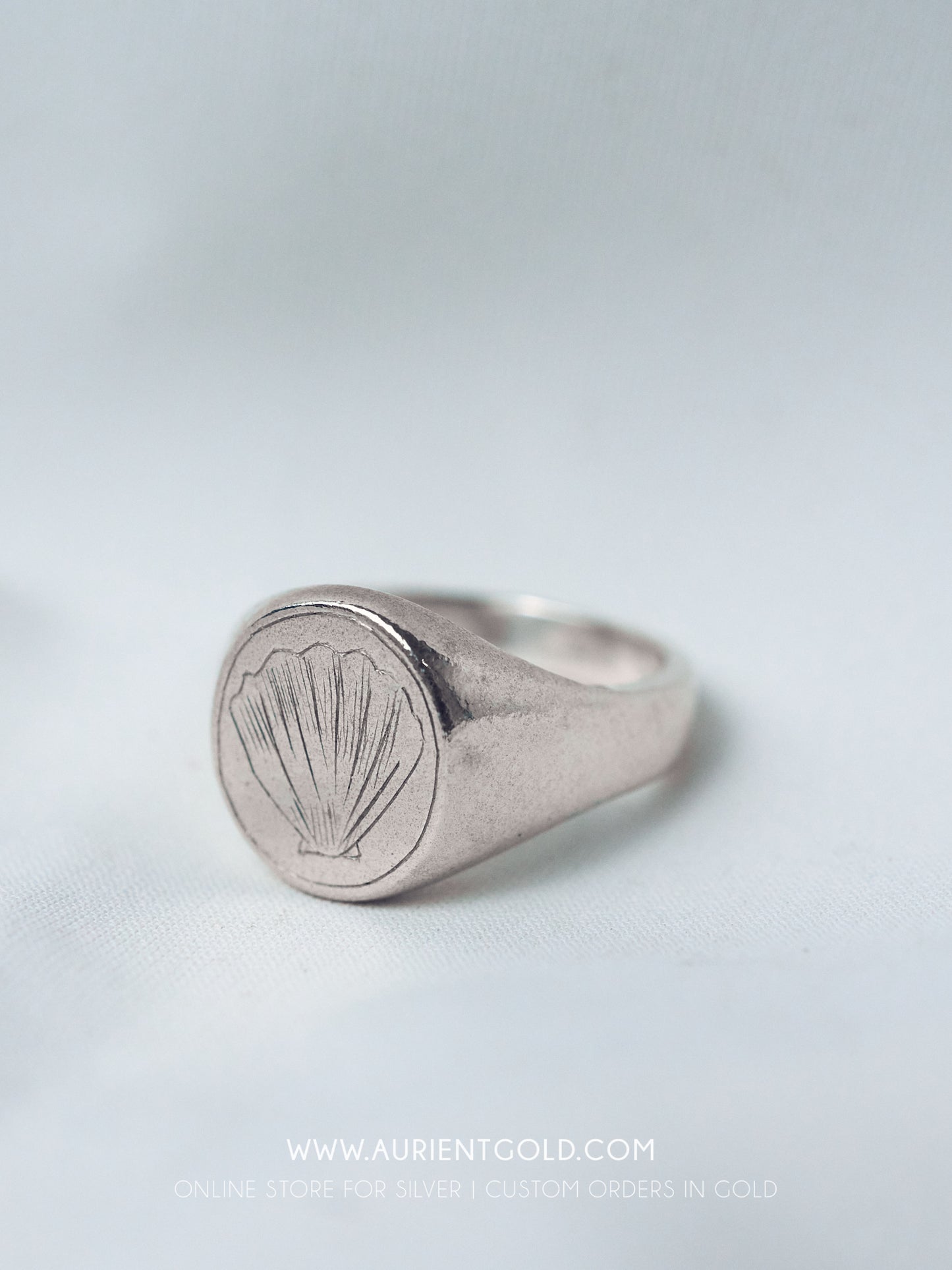 Cute Sterling Silver Seashell Signet Ring