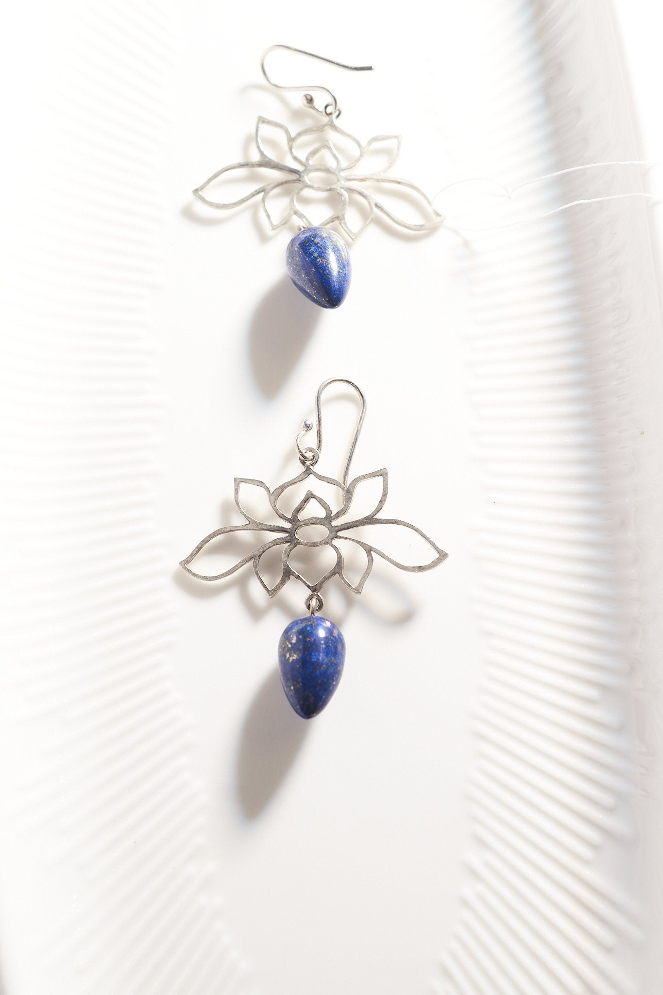 Lapis lazuli Lotus Earrings