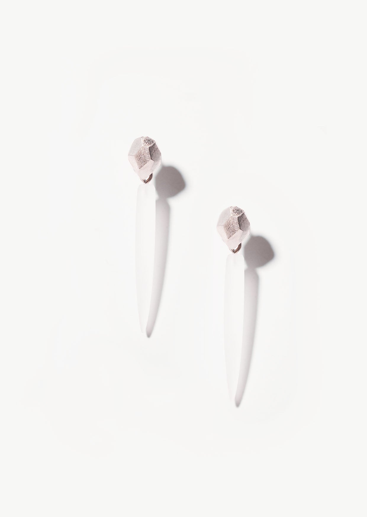 frosted quartz and facet earrings long