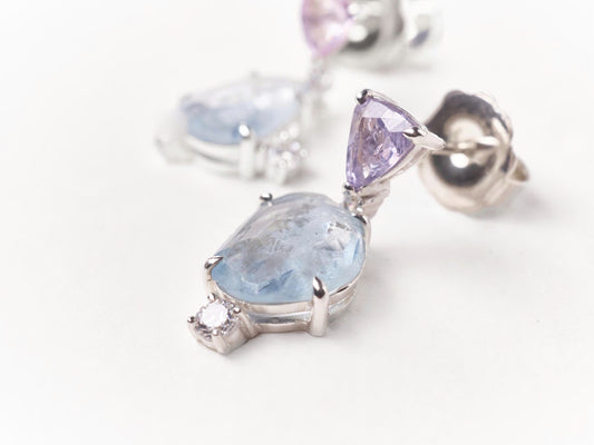 Aquamarine & Spinel Underwater Bubble Earrings