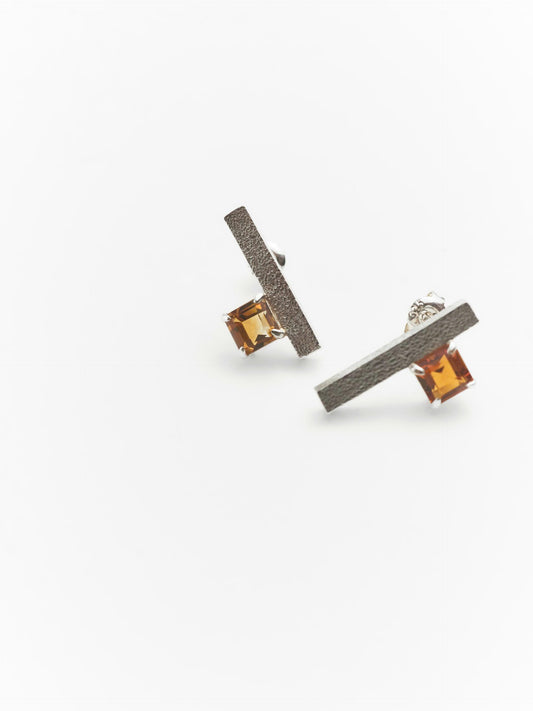 Geo Earrings with Citrine
