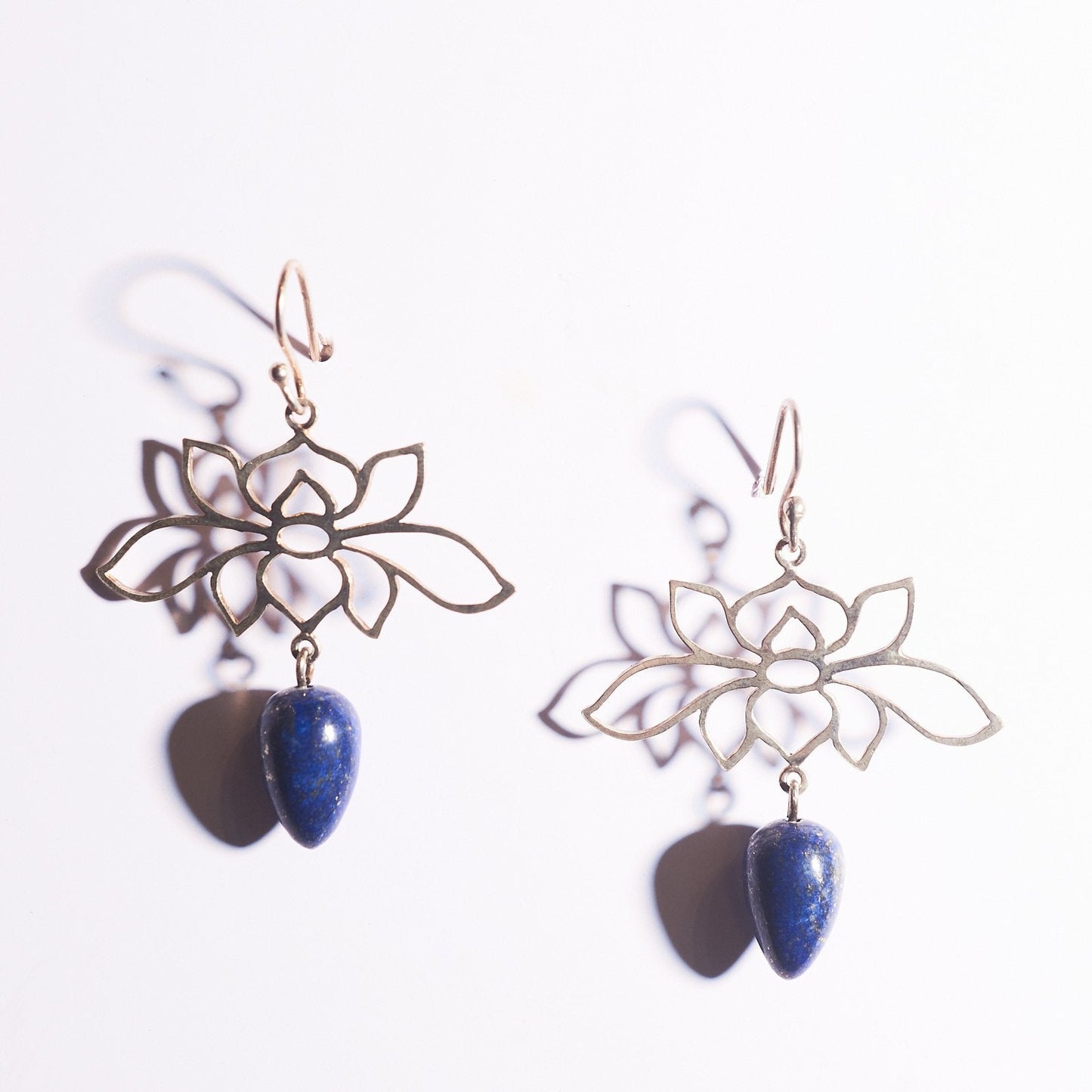Lapis lazuli Lotus Earrings