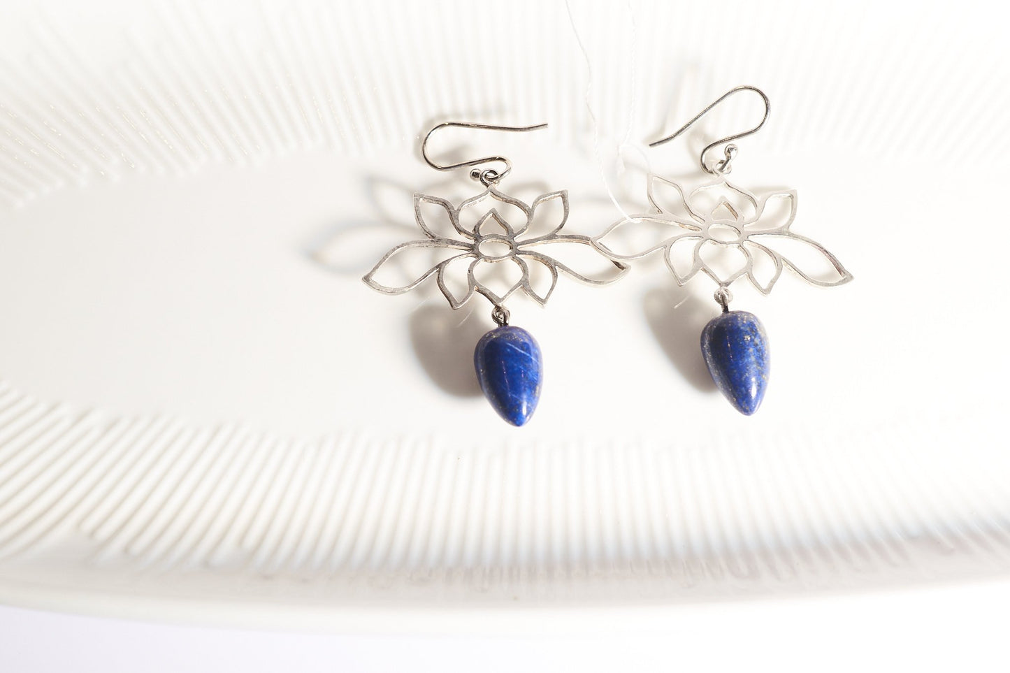 Lapis lazuli Lotus Earrings