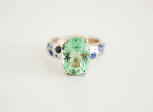 Apatite, Saphire and White Gold - AURIENT GOLD