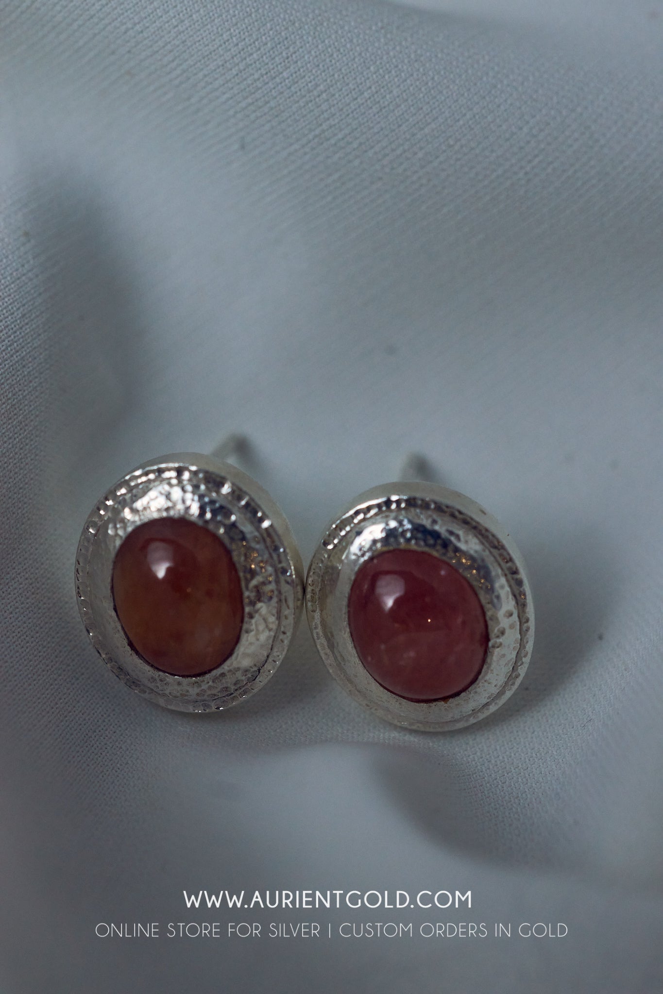 Sterling Silver with Orange Sapphire Eaarings