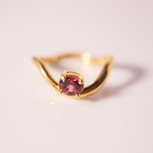 Ebb Ring with burgandy Tourmaline