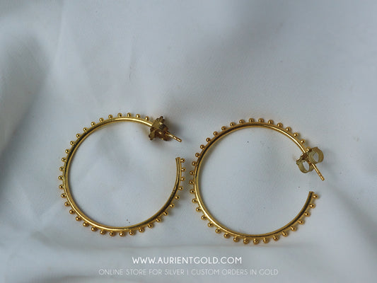 Large gold plated sterling silver hoop earrings