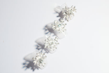 Silver Coral Ring 11x8mm Green Amethyst