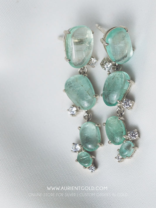 Underwater bubble Emerald earrings