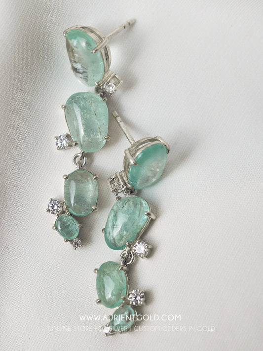 Underwater bubble Emerald earrings