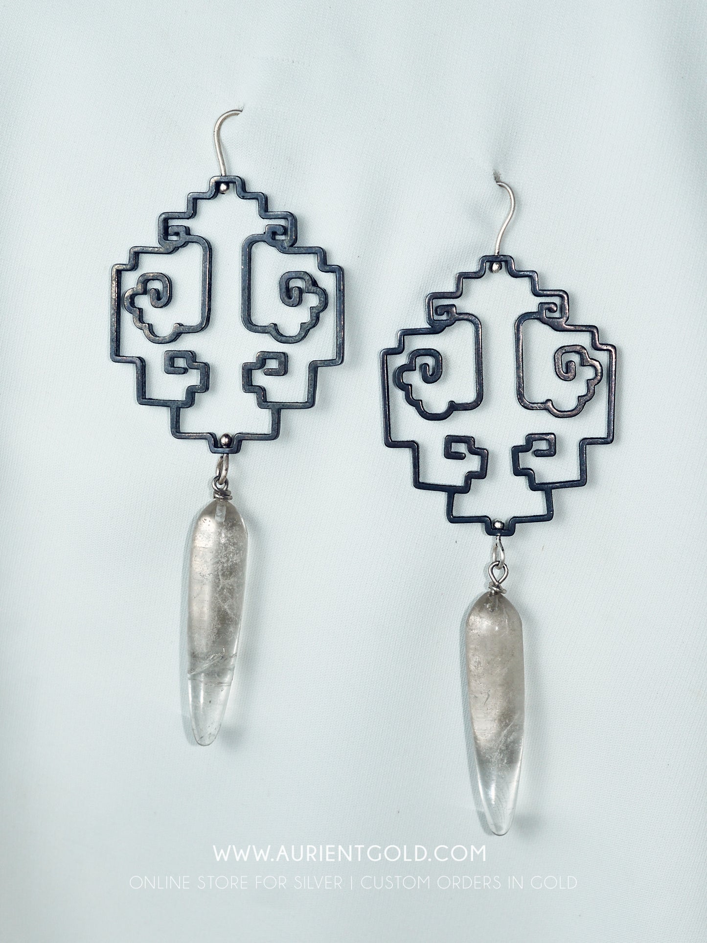 Temple Earrings with Quartz