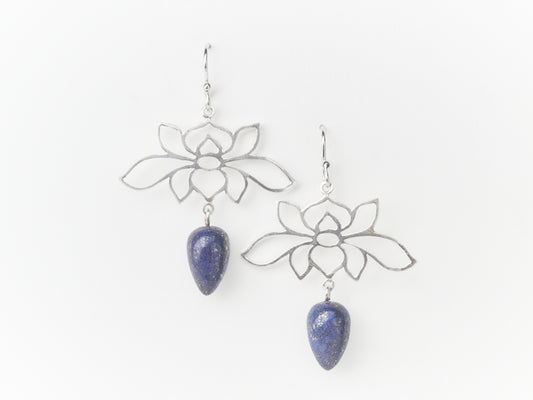 Lapis Lazuli Lotus Earrings