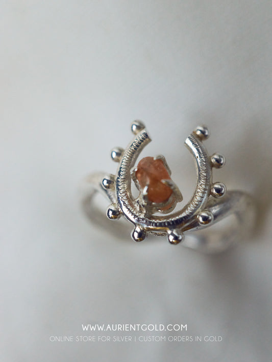 Year of the Horse Sterling Silver Ring with Sunstone
