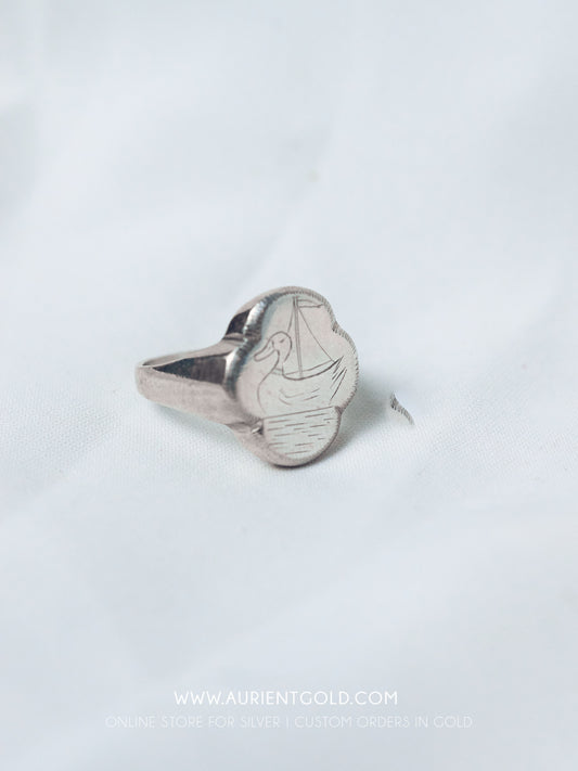 Cute Duck Engraved Signet Ring