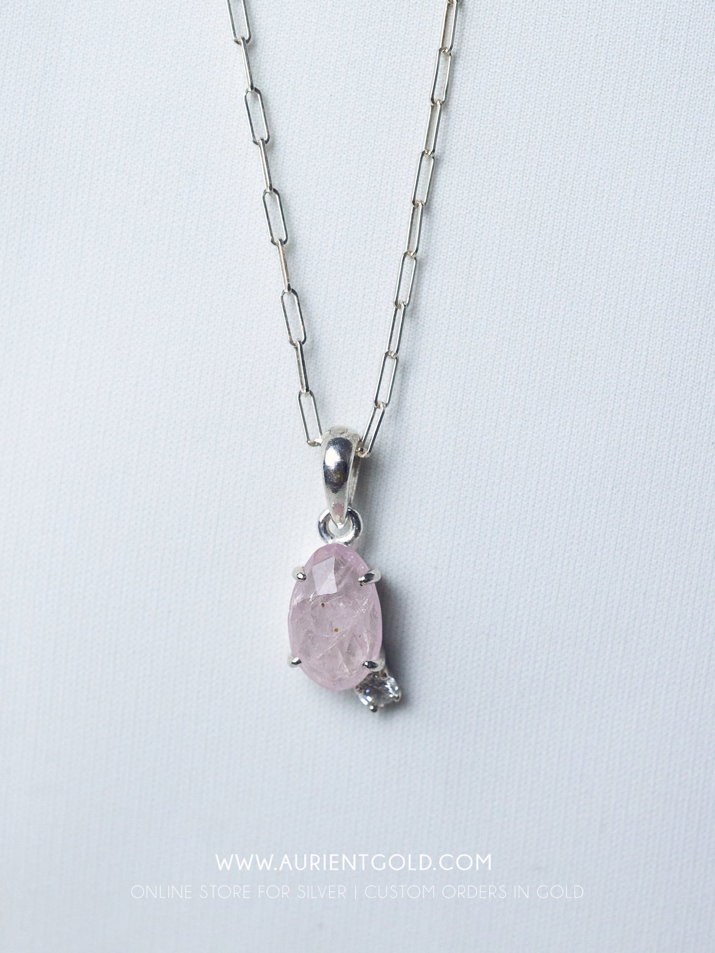 Rose Cut Quartz Pendant on Chain