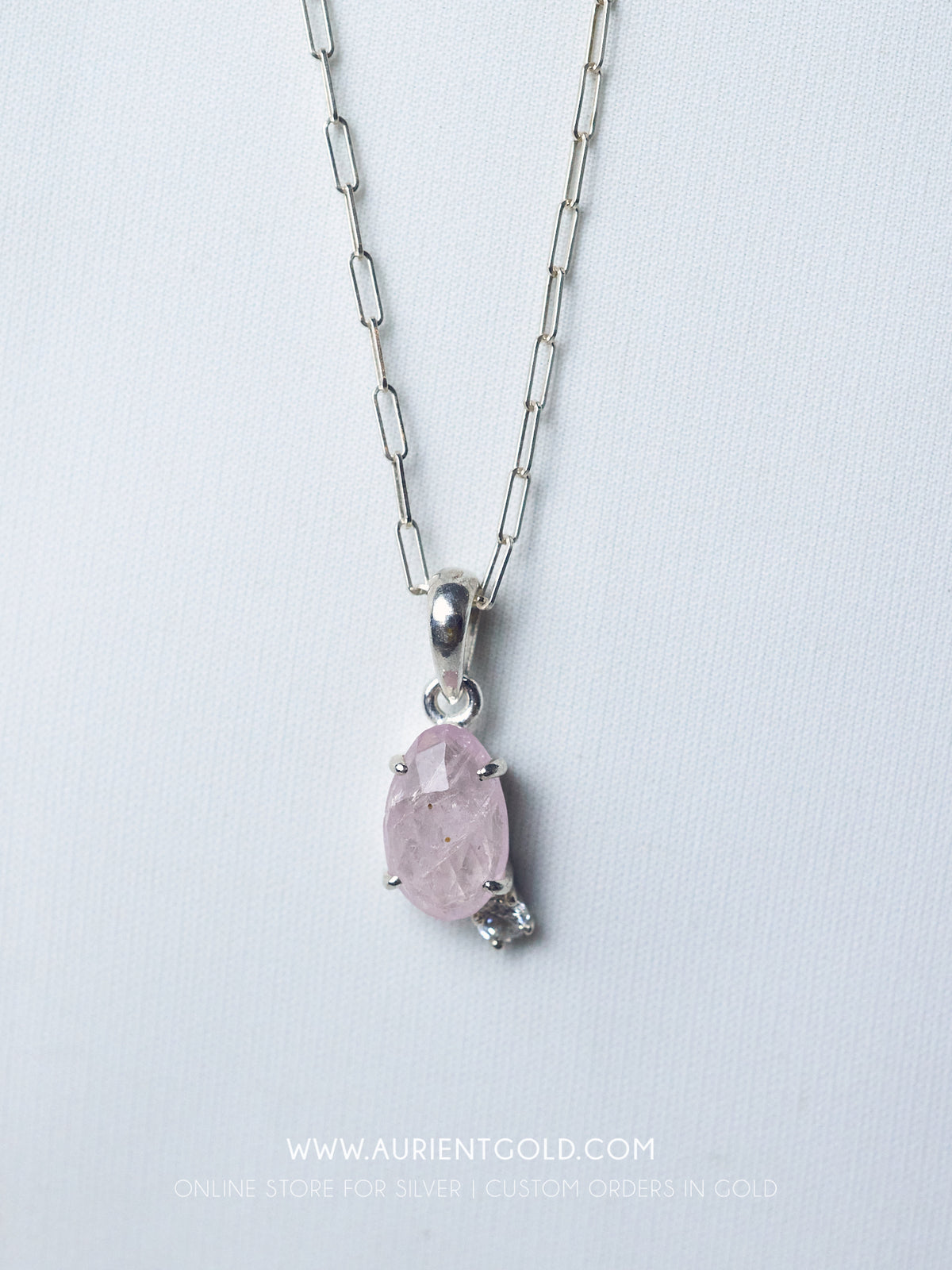 Rose Cut Quartz Pendant on Chain