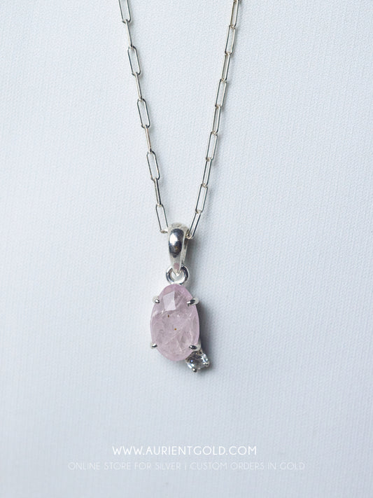 Rose Cut Quartz Pendant on Chain