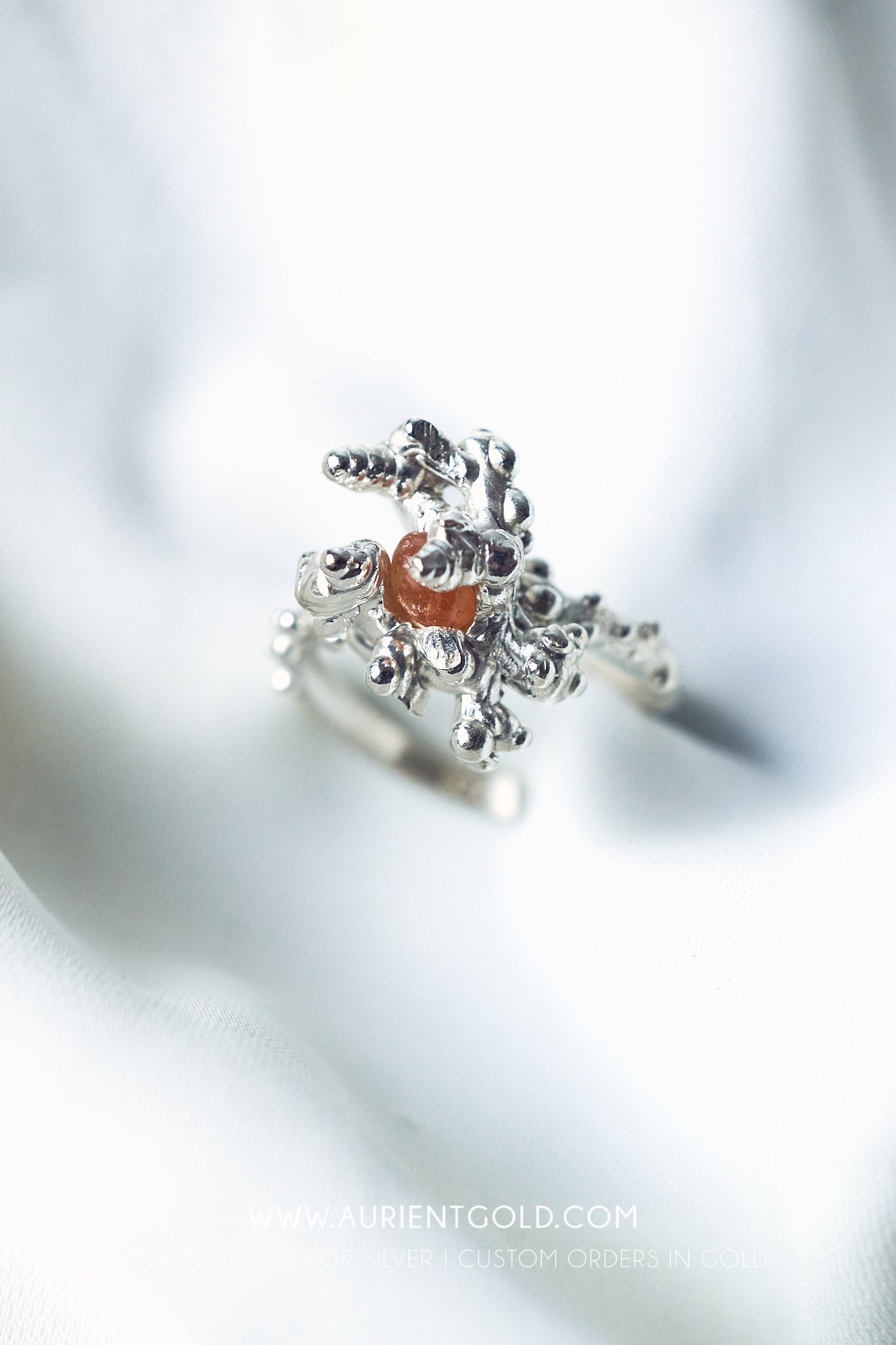 Coral Ring with Sunstone