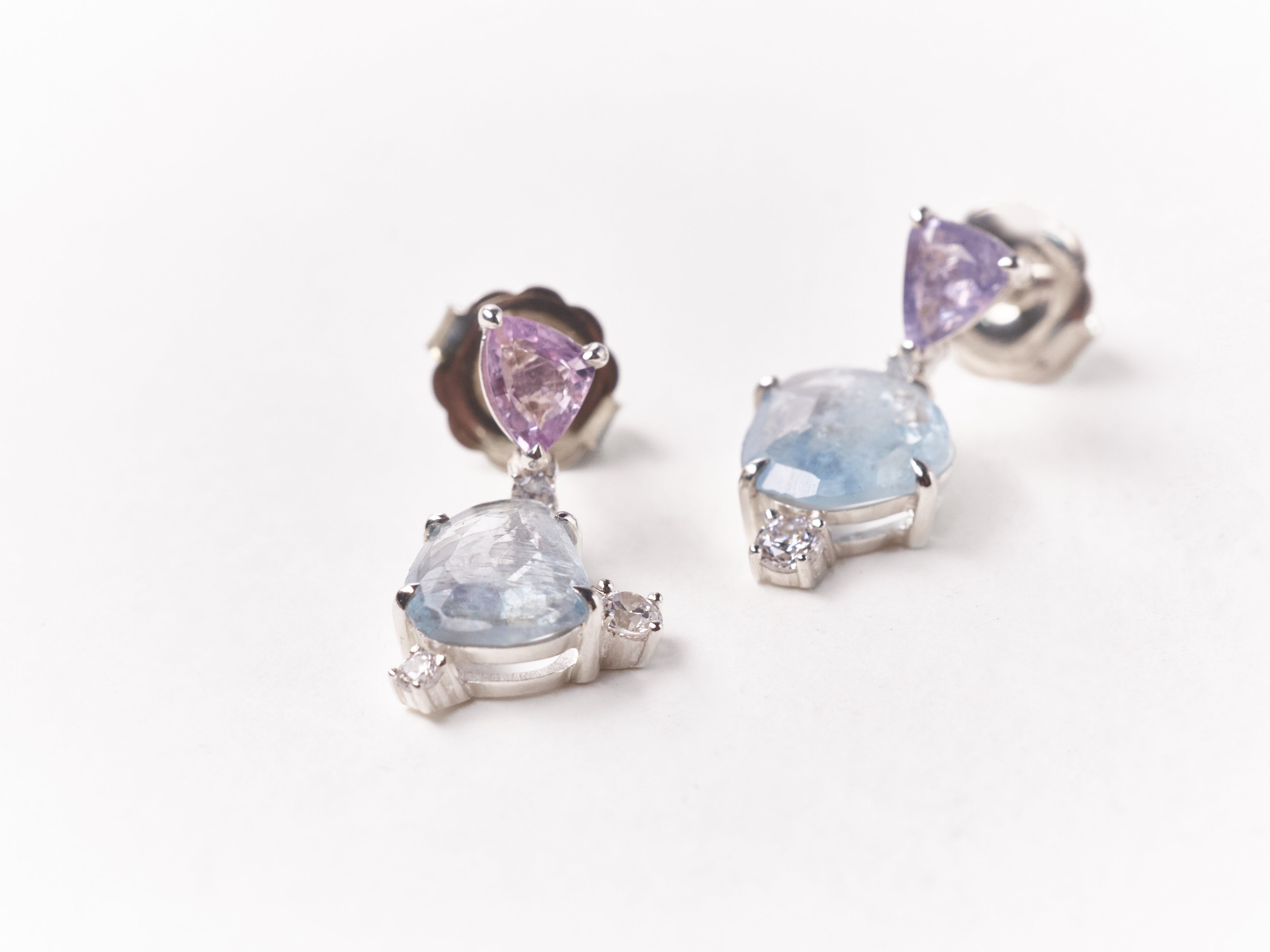 Aquamarine & Spinel Underwater Bubble Earrings