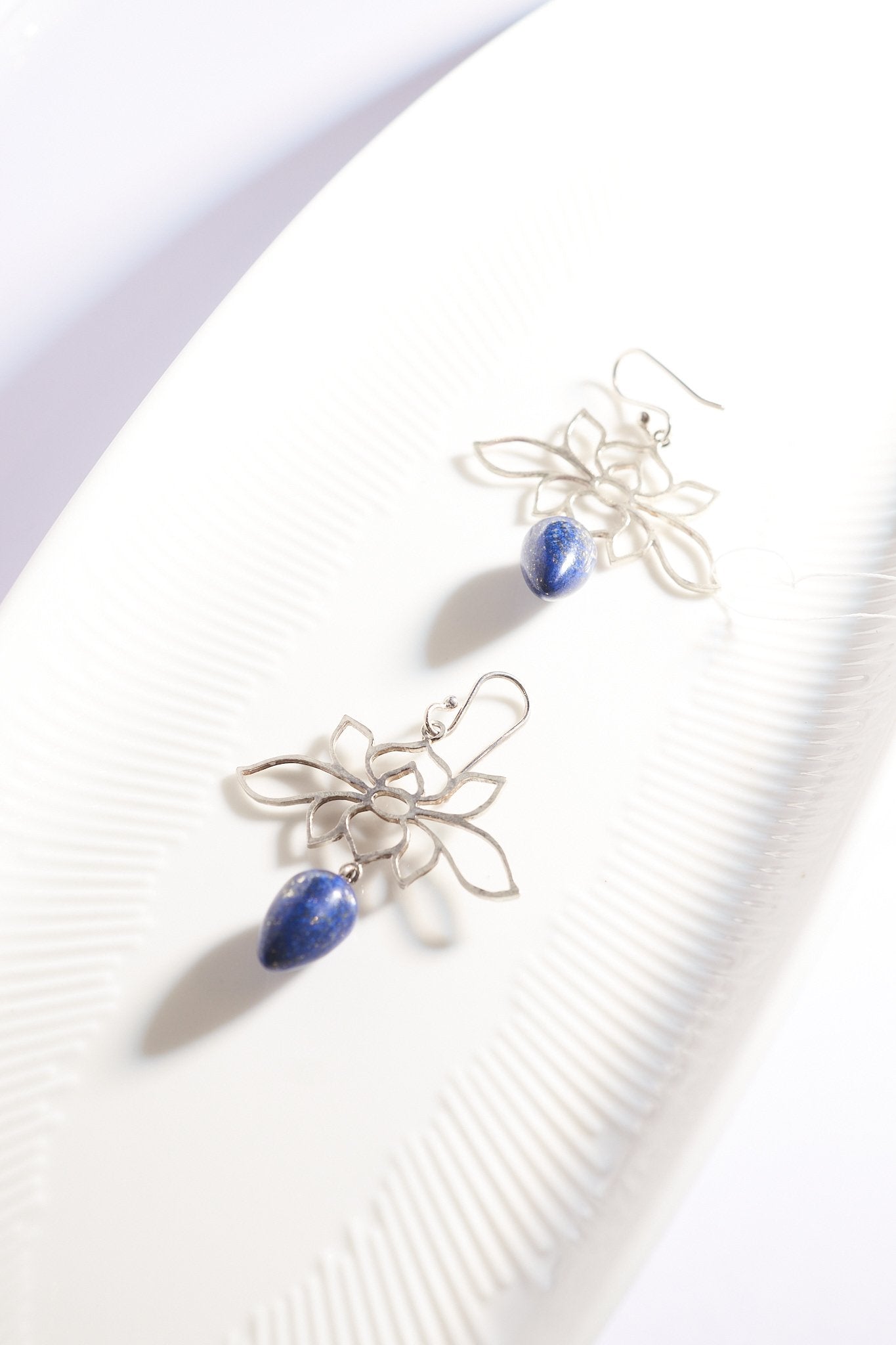Lapis lazuli Lotus Earrings