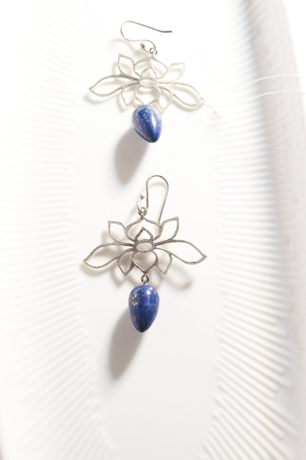 Lapis Lazuli Lotus Earrings