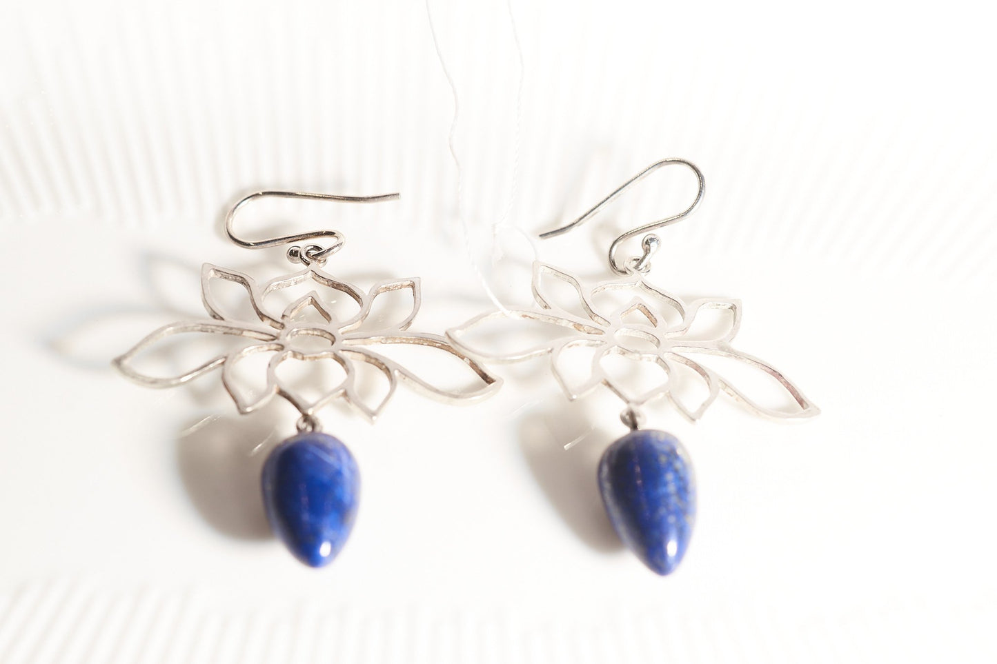 Lapis lazuli Lotus Earrings