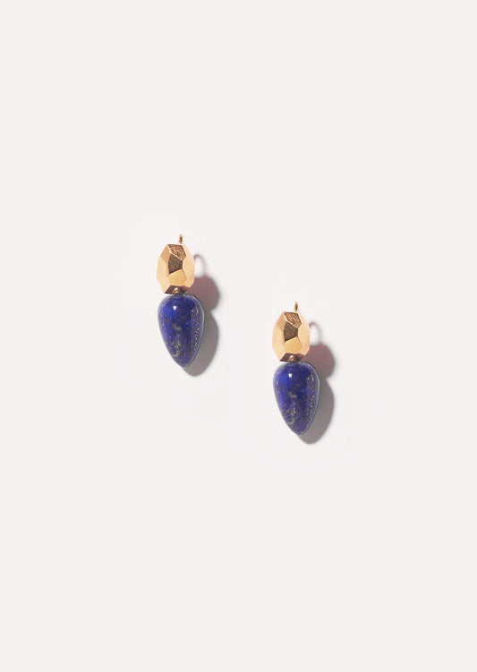 Facet earrings with Lapis Lazuli - Gold Plated Sterling Silver