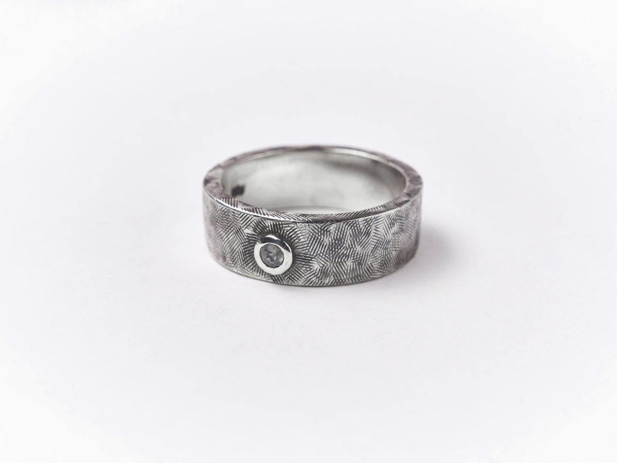 Engraved Gents Band with Tourmaline