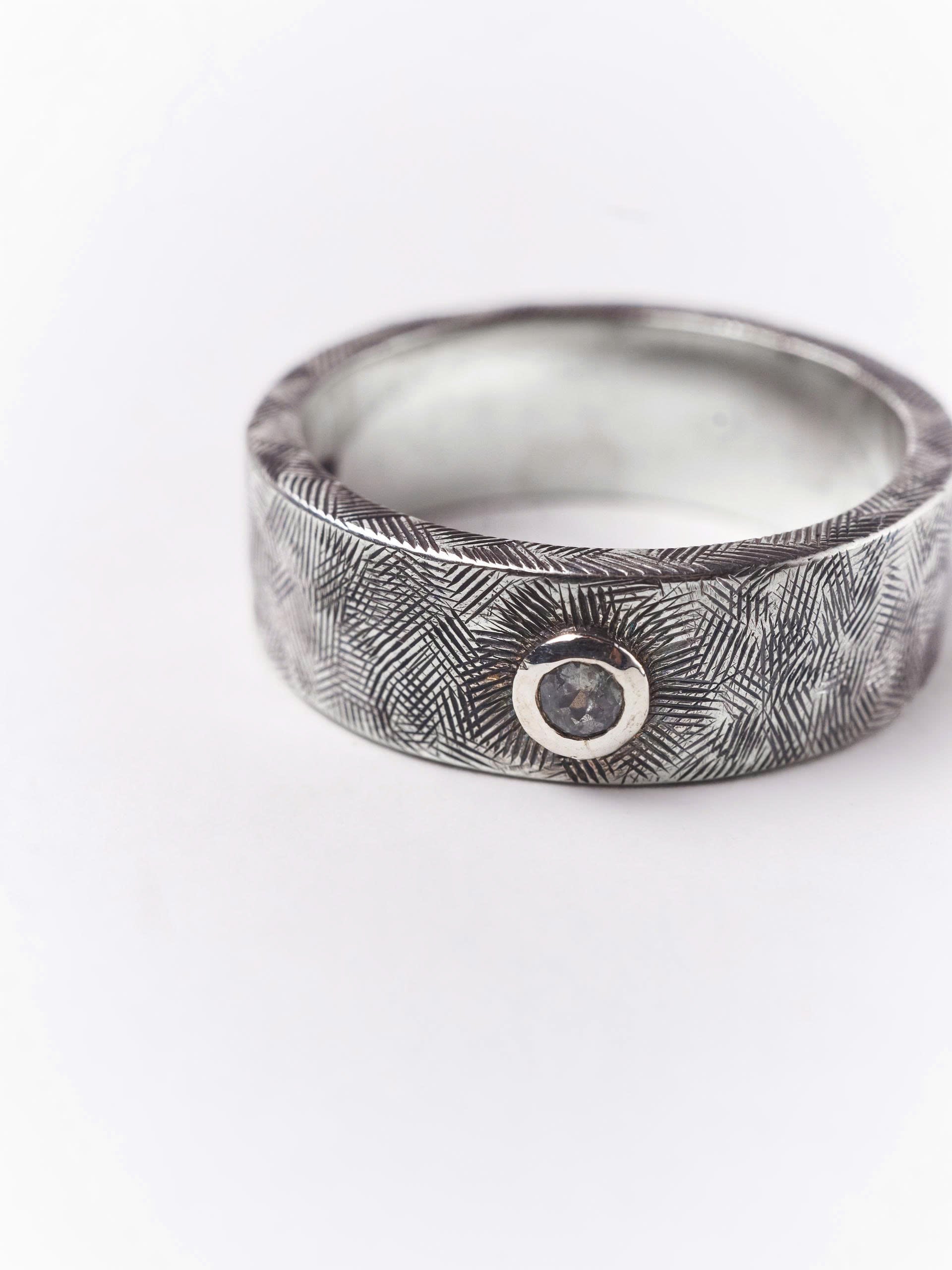 Engraved Gents Band with Tourmaline