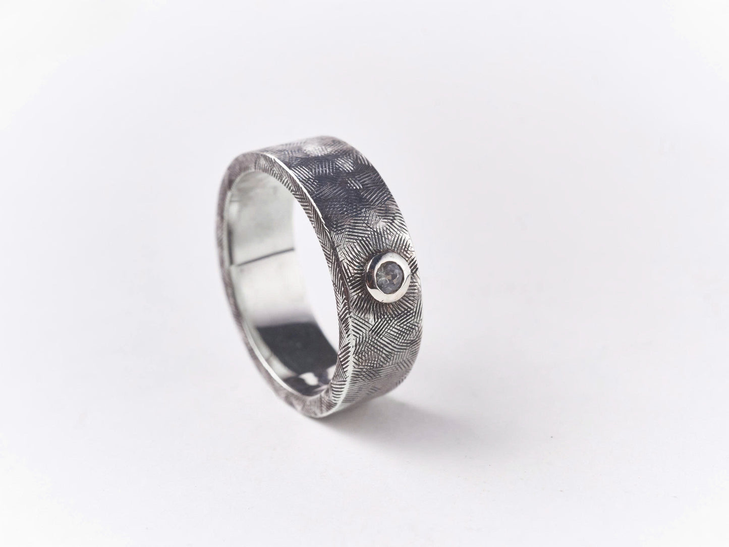 Engraved Gents Band with Tourmaline