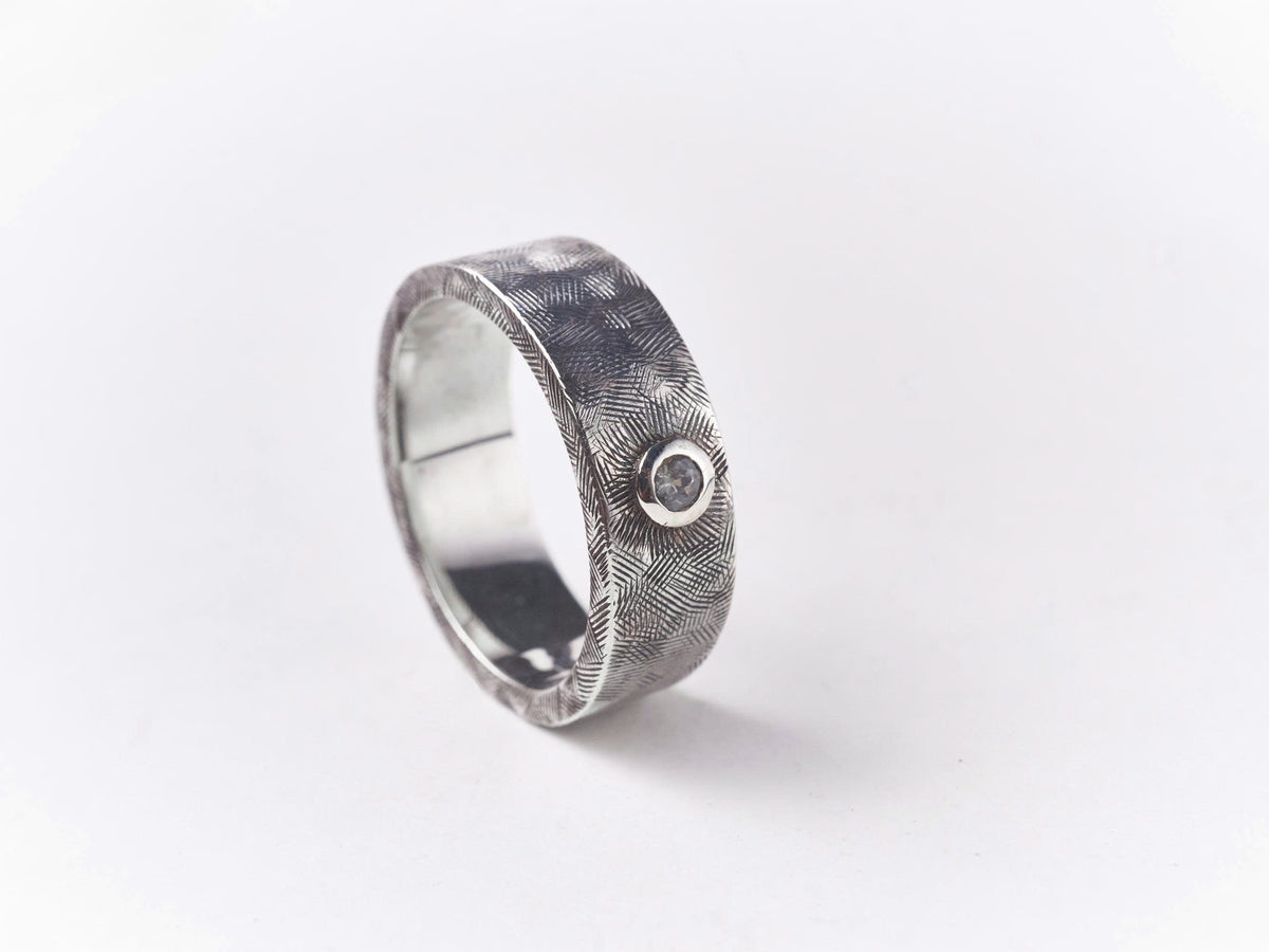 Engraved Gents Band with Tourmaline