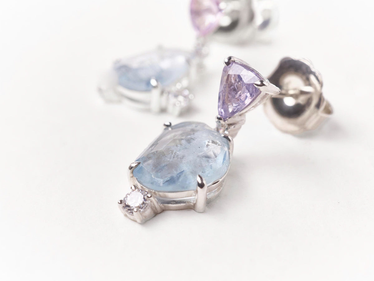 Aquamarine & Spinel Underwater Bubble Earrings