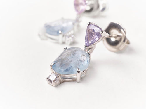 Aquamarine & Spinel Underwater Bubble Earrings