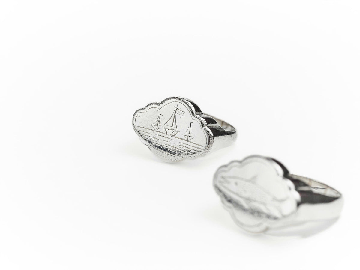 Sterling Silver Three Sailboats Signet Ring