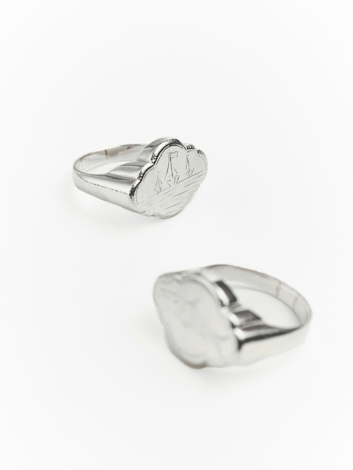 Sterling Silver Three Sailboats Signet Ring