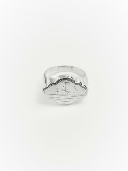 Nhẫn bạc Sterling hình ba chiếc thuyền buồm
