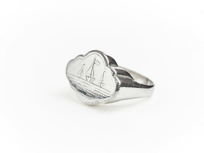 Nhẫn bạc Sterling hình ba chiếc thuyền buồm